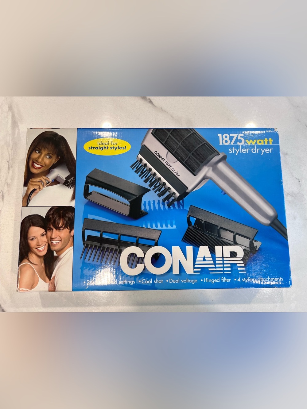 Conair 1875W 3-in-1 Hair Dryer w/ Attachments for All Hair Types Styling